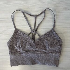ALO HEATHER GRAY SPORTS BRA Sz S